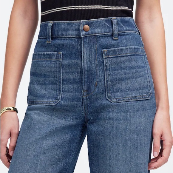 Madewell Petite Emmett Wide Leg Jean Let Down Hem Edition Archbald Wash 24P $138 - Picture 13 of 14